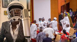 Shatta Wale [L]; a scene from Parliament [R]