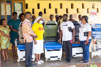 Donors and beneficiaries in a group photograph