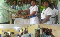 Officials receiving the items for the Children's ward