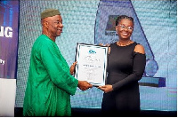 Georgette Barnes Sakyi-Addo receiving an award at the SME Excellence Awards