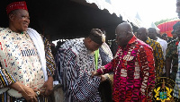 President Akufo-Addo exchanging pleasantries with Chiefs from Tongo