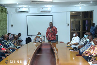 Minister for Lands and Natural Resources, Samuel A. Jinapor addressing the miners