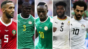 (From left to right) Medhi Benatia, Kalidou Koulibaly, Sadio Mane, Thomas Partey and Mohamed Salah