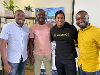 Brenton Naicker of Binance Africa (3rd from left) with some of the participating startups