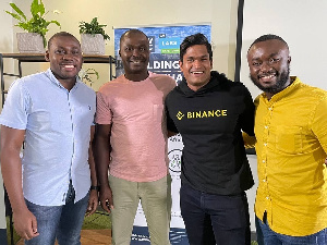 Brenton Naicker of Binance Africa (3rd from left) with some of the participating startups