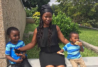 Barbara Mahama with her children