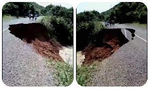 The collapse section of the road