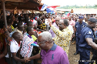 Alan Kyerematen exchanging pleasantries with NPP supporters