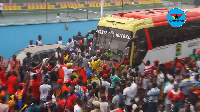 Asante Kotoko team bus leaving Accra Sports Stadium on Sunday