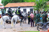 The police team on Legon campus during the visit