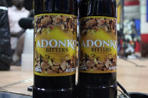 Two bottles of Adonko Bitters