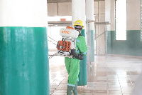 The fumigation is an effort to curb the spread of the coronavirus