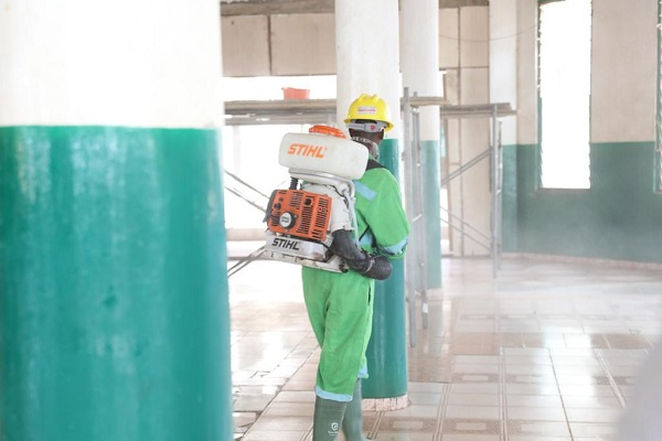 The fumigation is an effort to curb the spread of the coronavirus