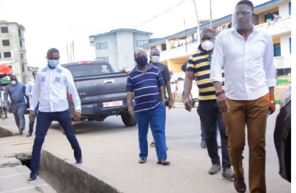 The National Chairman of the New Patriotic Party (NPP), Freddie Blay and his entourage