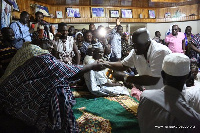 Nana Akufo-Addo in a handshake with Kpembe Wura Babanye Ndefosu II