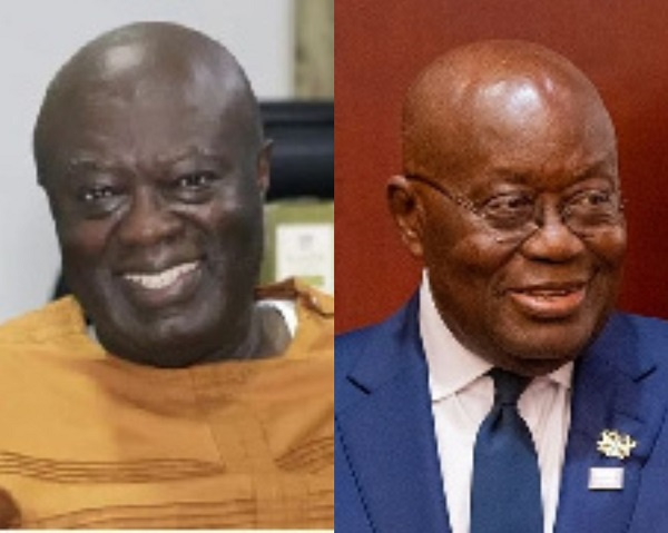 Maxwell Kofi Jumah (left), President Nana Addo Dankwa-Akufo-Addo (right)