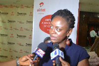 Rosy Fynn, Marketing Director- Airtel Ghana speaking to the media