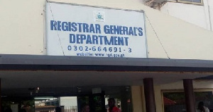 File photo of the entrance of the Registrar General's Department