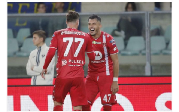 Monza's Dany Mota celebrates after scoring