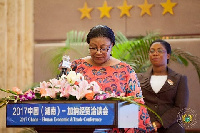 First Lady Mrs. Rebecca Akufo-Addo presenting a speech in China