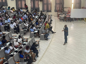 CEO of EcoCapital, Mr. Delali Agbo addressing the students