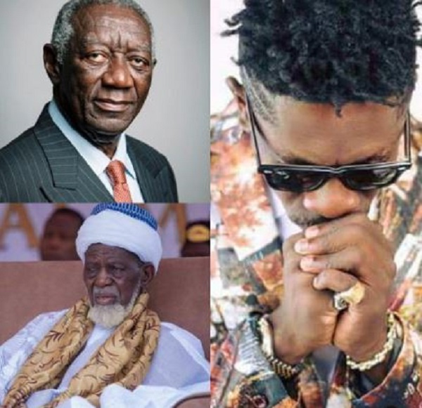 Former President Agyekum Kufuor, National Chief Imam Sheikh Dr. Osman Nuhu Sharubutu and Shatta Wale