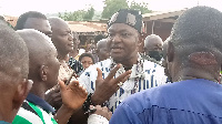 Divisional Chief of Piengua,  Nene Tetteh Zogli III with some of the youths