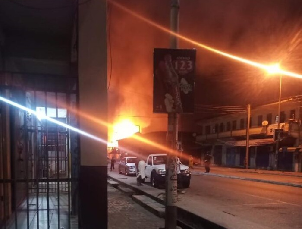 A radio station as well as shops have been ravaged