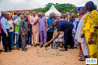 The MCE of Weija Gbawe Municipal Assembly, Patrick Kwesi Brako Kumor digging the ground