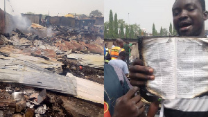 Ashanti Region: Fire ravages 17 stores; Bible survives unscathed