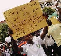 A section of the students protested against SRC