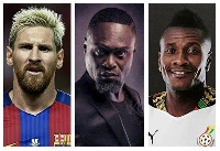 Messi(L) Songo(Middle) and Asamoah Gyan