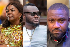 Lydia Alhassan, Prince David Osei and John Dumelo and John Dumelo (L - R)