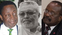 Dr Kwabena Duffour, JJ Rawlings and Kwesi Ahwoi