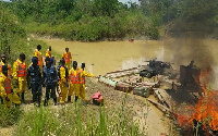 An excavator, three compressor machines, motorbike and a chainsaw machine were seized from them