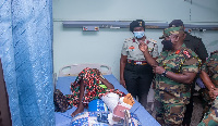 Chief of the Army Staff, Major General Thomas Oppong-Peprah and other soldiers during the visit