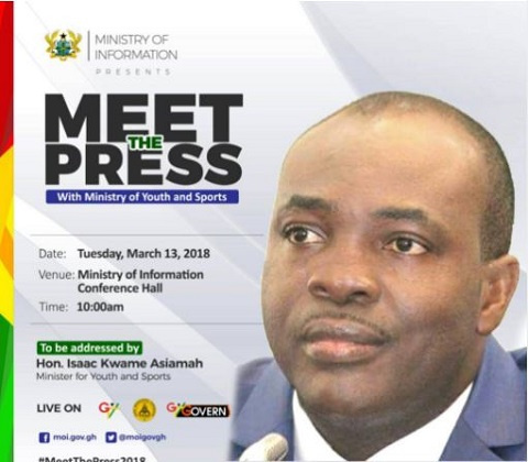 Isaac Asiamah's interaction with the media will air live on TV