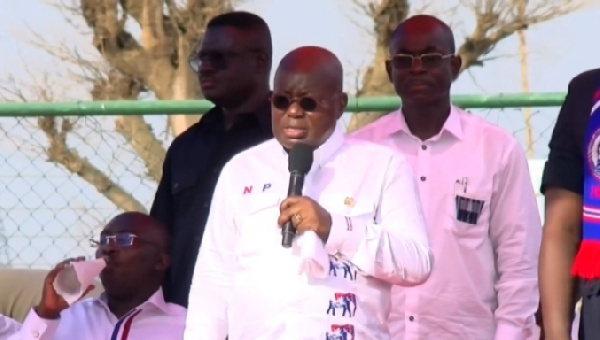 Akufo-Addo speaking at the NPP’s final rally before the by-election