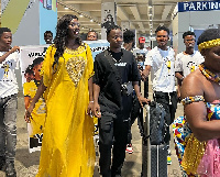 Yaw Yeboah and his girlfriend arriving in Ghana