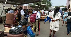 Some stranded parents and children at the school premises