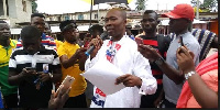 Joseph Apor Adjei addressing NPP supporters at the rally