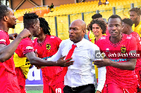 Asante Kotoko coach, Prosper Ogum Narteh with players