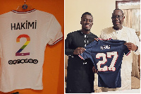 AN LGBTQ+ branded PSG jersey and Macky Sall with Idrissa Gana Gueye