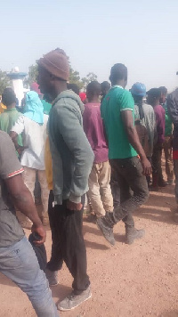 Some of the workers in protest