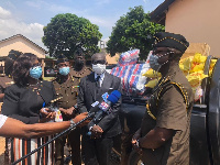 Godfred Yeboah Dame during an official visit to the Senior Correctional Centre