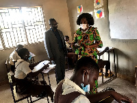 The DCE of Obuasi East touring BECE centres in her district