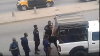 Some police officers were seen slapping and kicking the students at Tech Junction in Kumasi