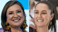 Opposition presidential candidate Xochitl Galvez and frontrunner Claudia Sheinbaum. Pic: AP