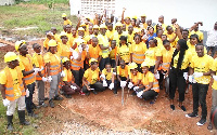 MTN Staff in a group photo at the site