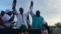 Julius Debrah, Koku Anyidoho at the campaign launch of NDC's Akatsi South Parliamentary candidate.